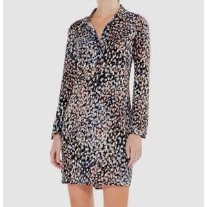 Nic+Zoe Womens Black Mineral Mix Long Sleeve Shirtdress Size XS Rayon Party